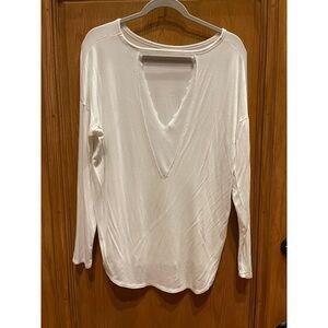 Daytrip top, size large, cream with v shaped mesh/ cutout back